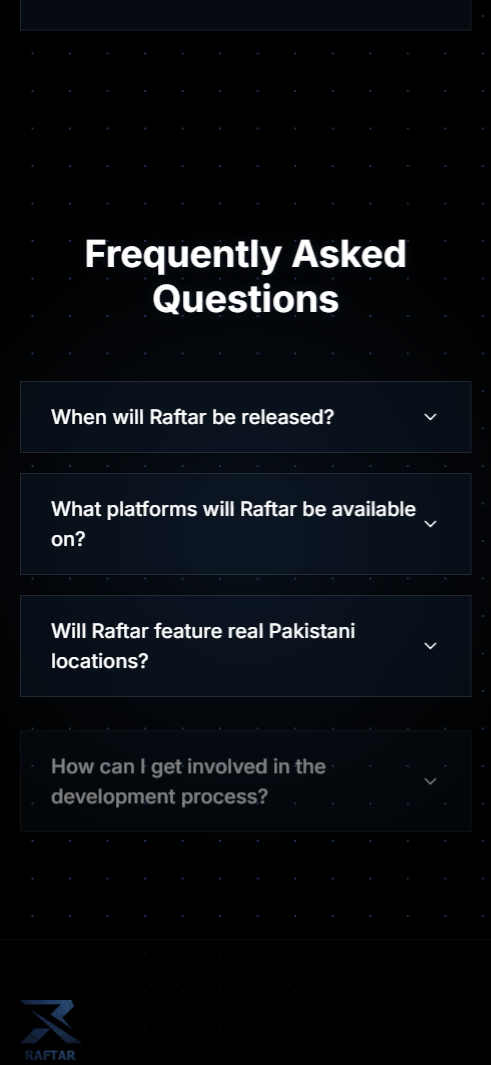Raftar Landing Page - mobile screen 5