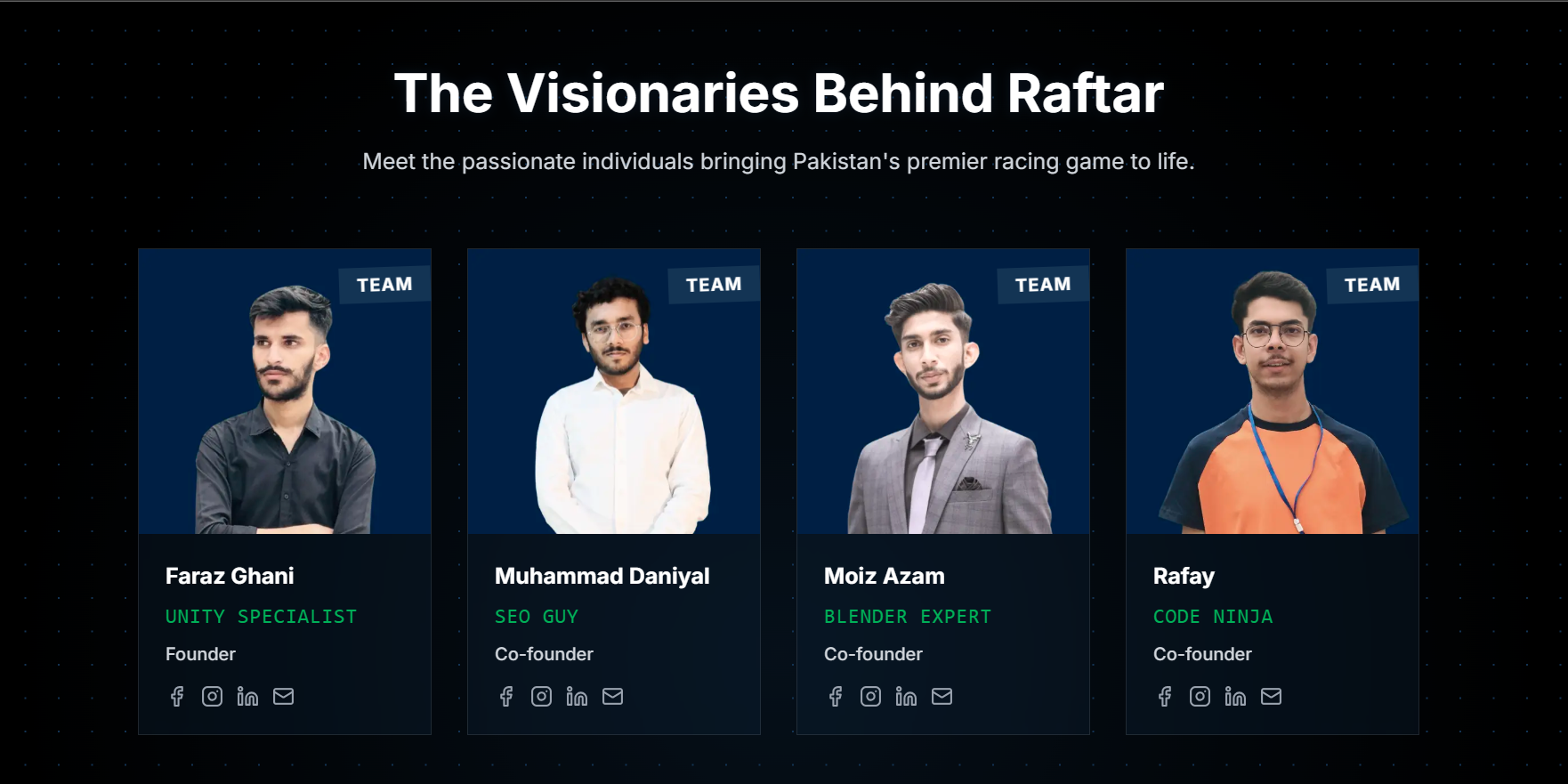 Raftar Landing Page - desktop screen 3