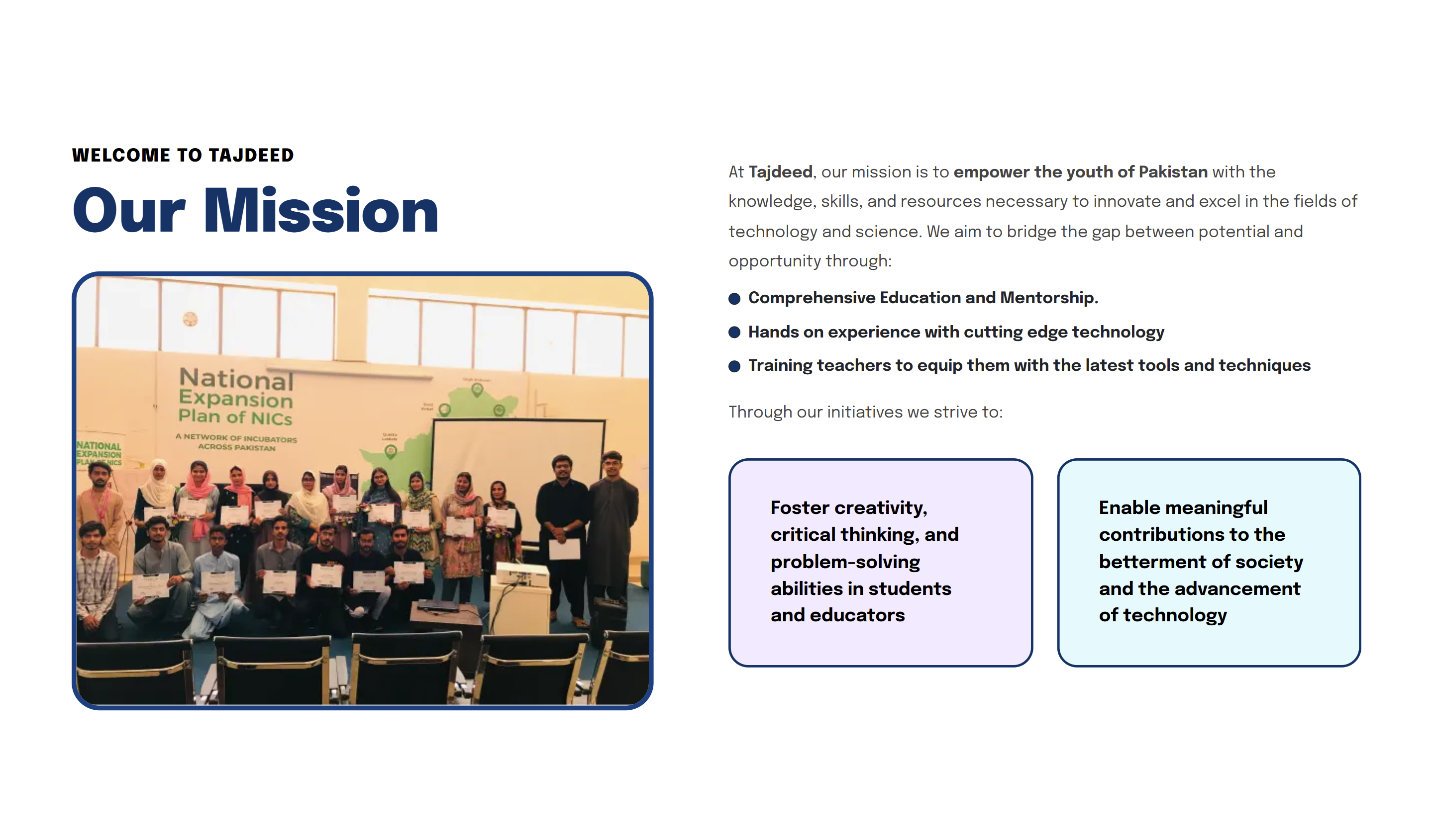 Tajdeed Landing Page - desktop screen 2